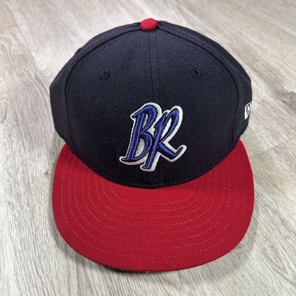VTG New Era Wilmington Blue Rocks Fitted Hat 7 1/2‎ MiLB Blue Red Wool Cap